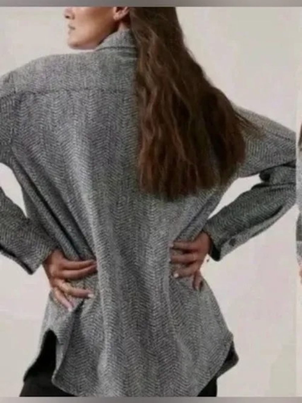 Athleta Textured Shirt Jacket in Black & White - Picture 4 of 4